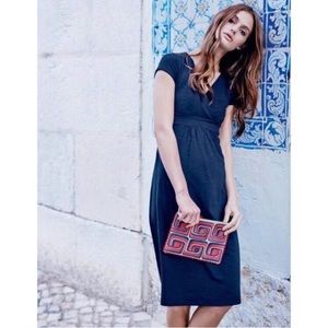 Navy Blue Boden Faux Wrap Front Dress Size 6